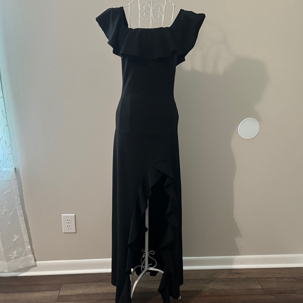 Fashion Nova Elegant Black High-Low Dress
